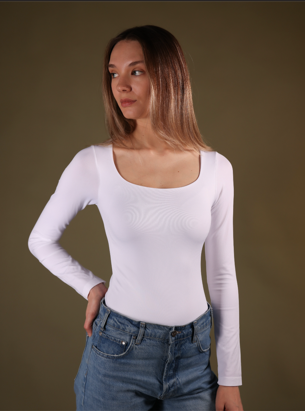 Long sleeve Square Neck Bodysuit