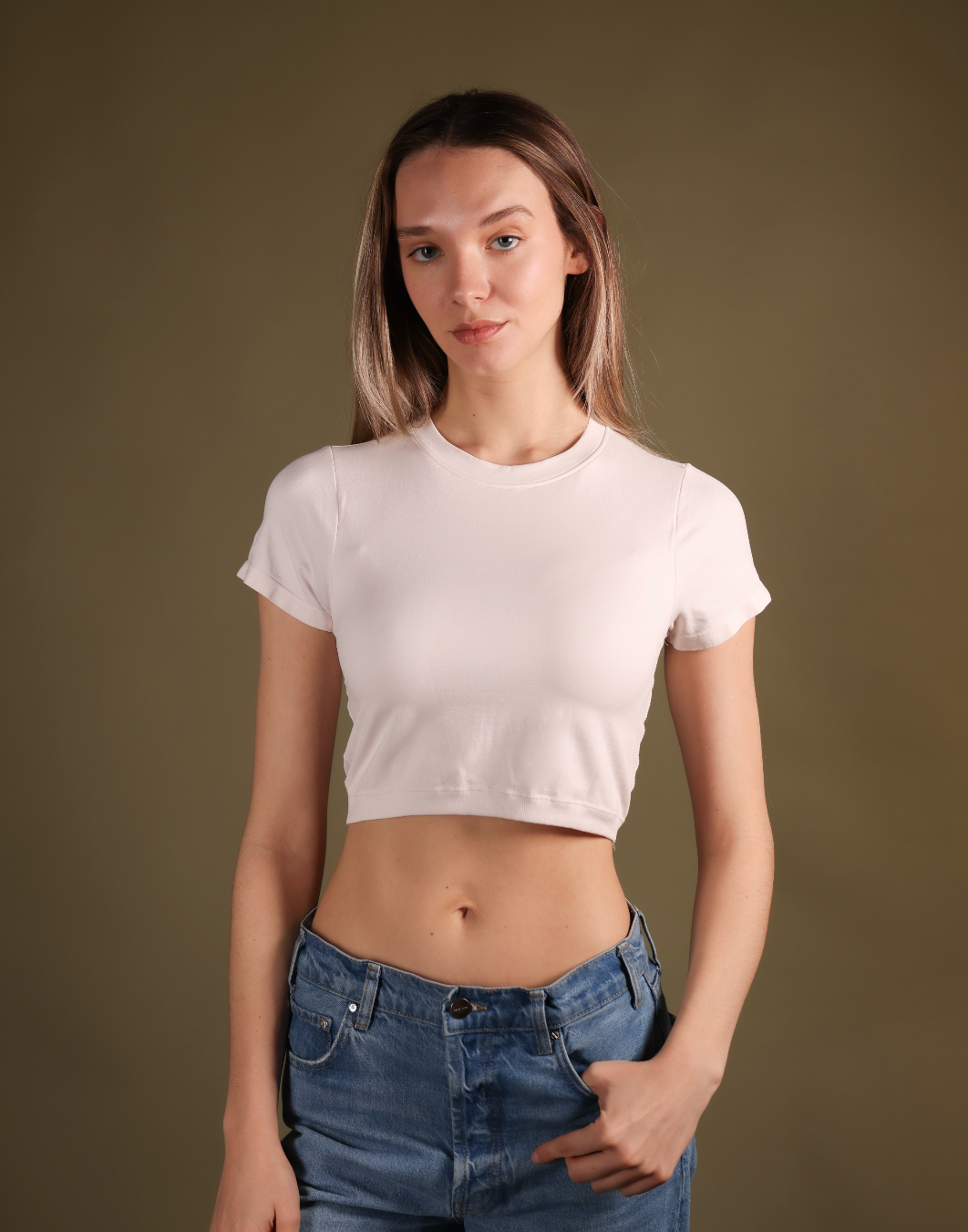Short Sleeve Cropped Crew Neck